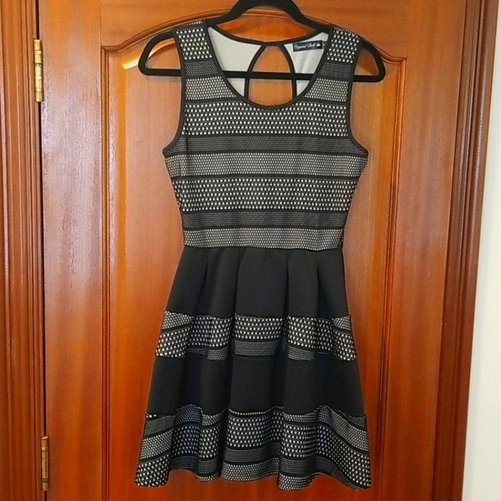 Crystal Doll Mini Dress- black and white, size M